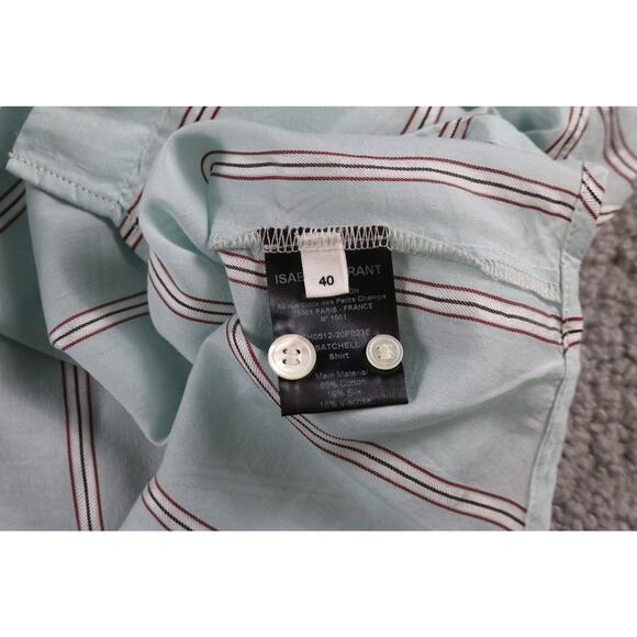Isabel Marantz Etoile Shirt 40 Blue Multi Striped Satchell Cotton Silk Blend - Picture 7 of 11